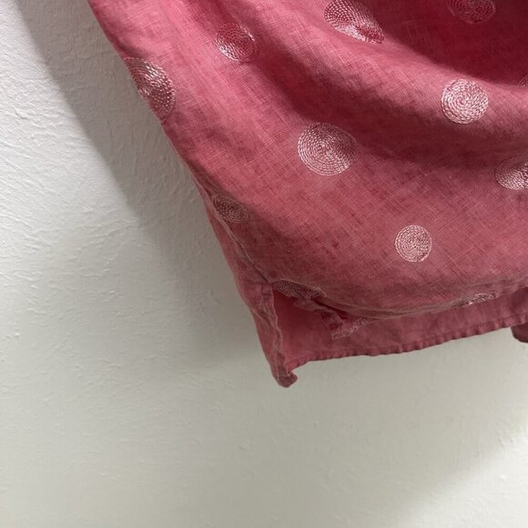 Ali Miles Pink Embroidered Linen Tunic Top Blouse 3/4 Flared Sleeves Size XL - Picture 4 of 10